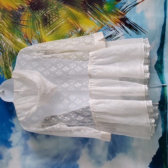 Korirl trim lace hooded Cover up Kimono women's size L - Picture 2 of 5